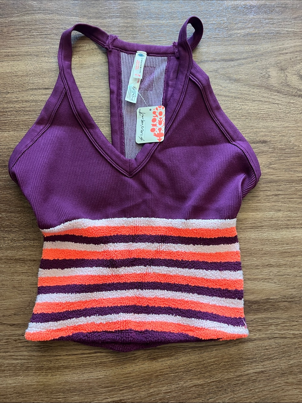 We The Free Purple Striped Tank with Orange and Pink Bands